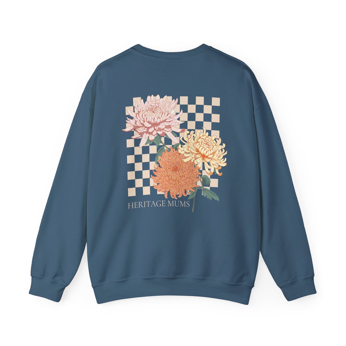 Heritage Mums Checker Board Chrysanthemum Unisex Crewneck Sweatshirt
