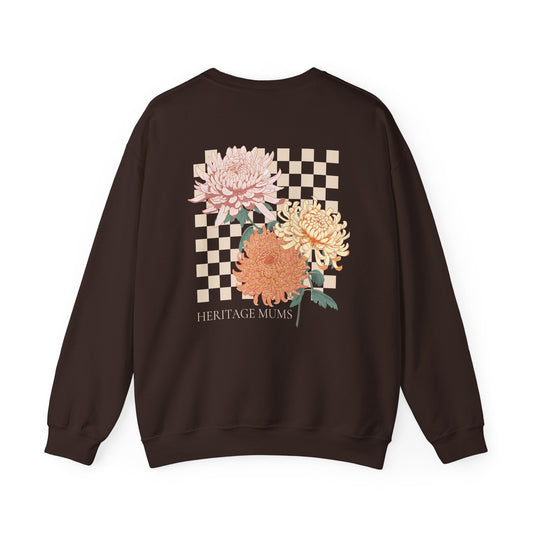 Heritage Mums Checker Board Chrysanthemum Unisex Crewneck Sweatshirt