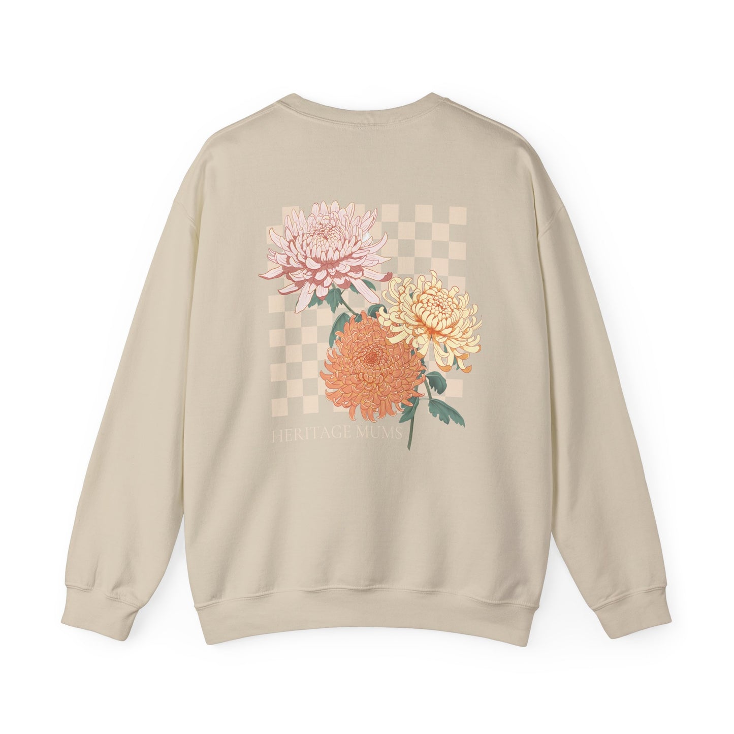 Heritage Mums Checker Board Chrysanthemum Unisex Crewneck Sweatshirt