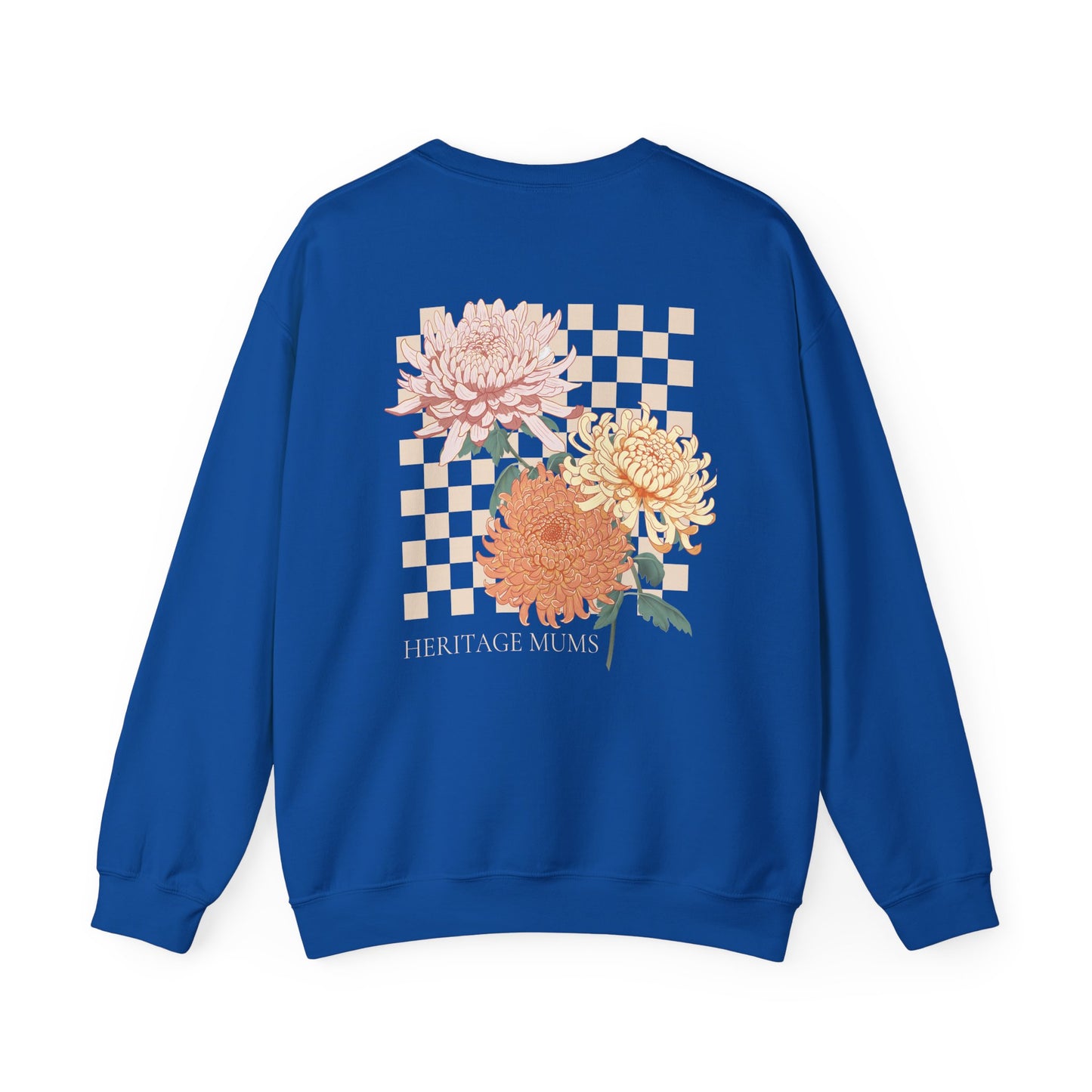 Heritage Mums Checker Board Chrysanthemum Unisex Crewneck Sweatshirt